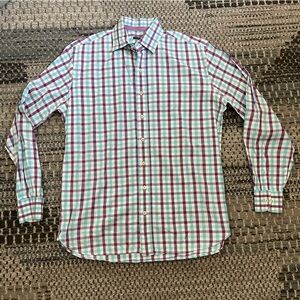 Hammer Made Long Sleeve Button Down Shirt, Purple Blue White Check, Neck 15.5